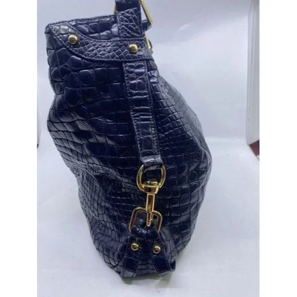 Rebecca Minkoff Croc Embossed Black Leather Shoulder Bag - Picture 4 of 8